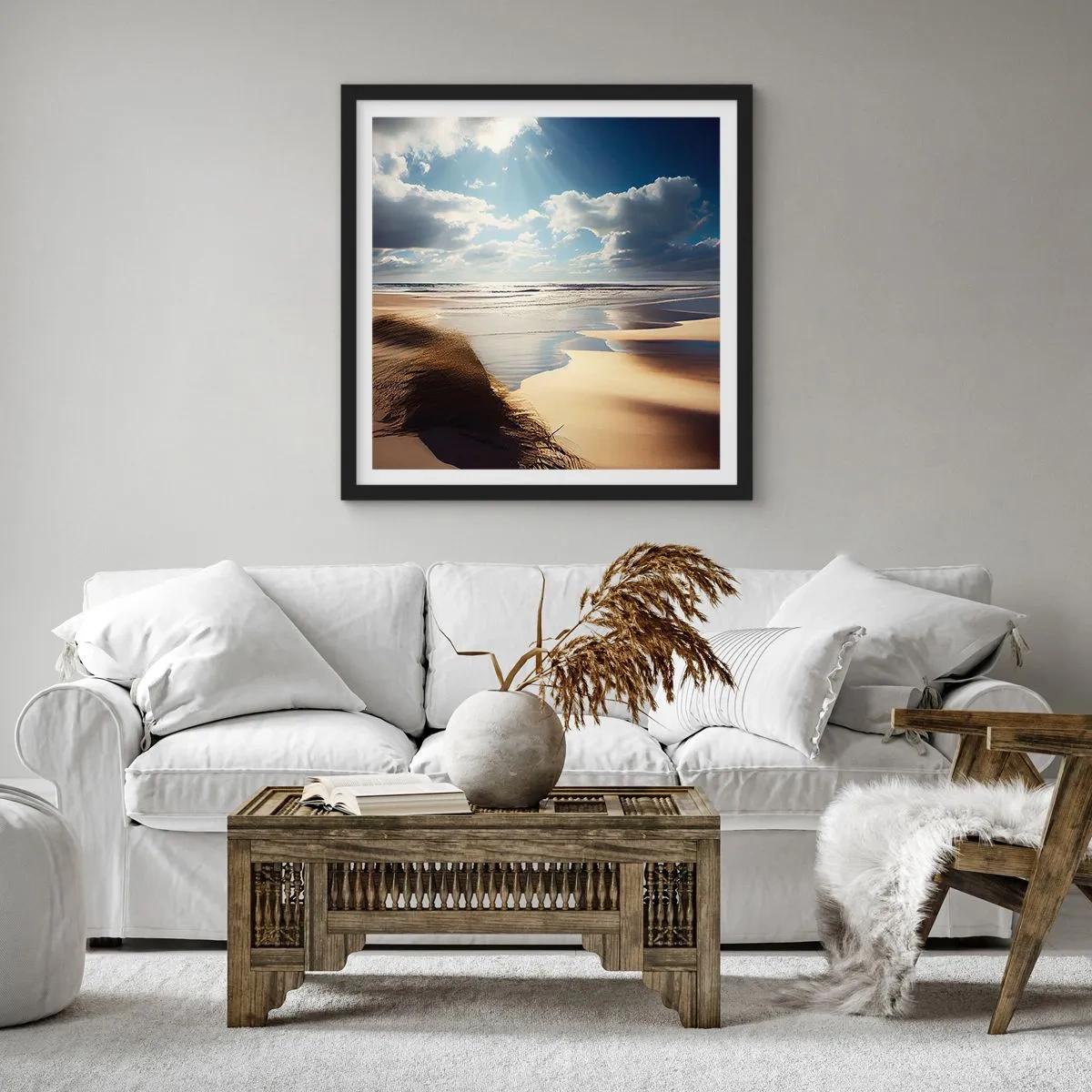Plakat w czarnej ramie - Plaża, dzika plaża - 40x40 cm