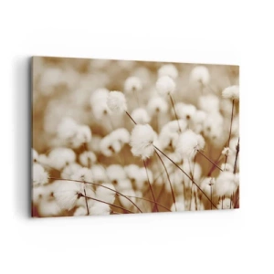 Obraz na płótnie - Pole delikatnych roślin w odcieniach sepia - 100x70cm - Puszysty łan - Nowoczesna dekoracja ścienna do salonu, kuchni i sypialni ARTTOR