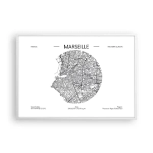 Plakat w białej ramie - Anatomia Marsylii - 100x70 cm