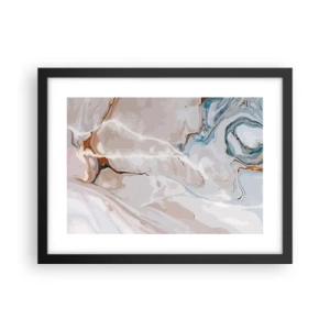 Plakat w czarnej ramie - Błękitne meandry pod bielą - 40x30 cm