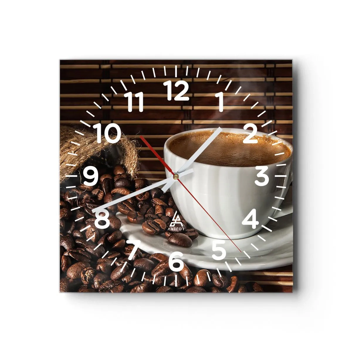 Zegar ścienny - Czarność węgla, przejrzystość bursztynu - 40x40 cm