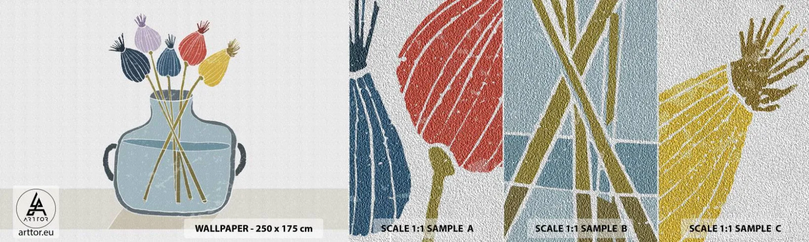 Fototapeta Próbka Premium Sand - Jak makiem zasiał - Kwiaty, Wazon, Minimalizm - 100x30 cm