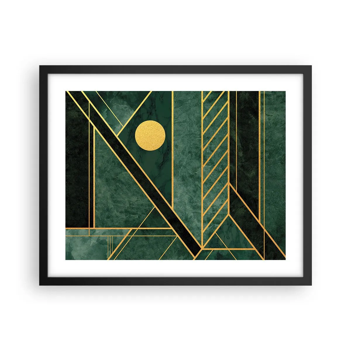 Plakat w czarnej ramie - Dynamika złota i lazuru - 50x40 cm