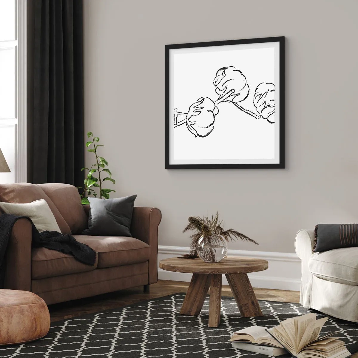 Plakat w czarnej ramie - Bawełniany puch - 50x50 cm
