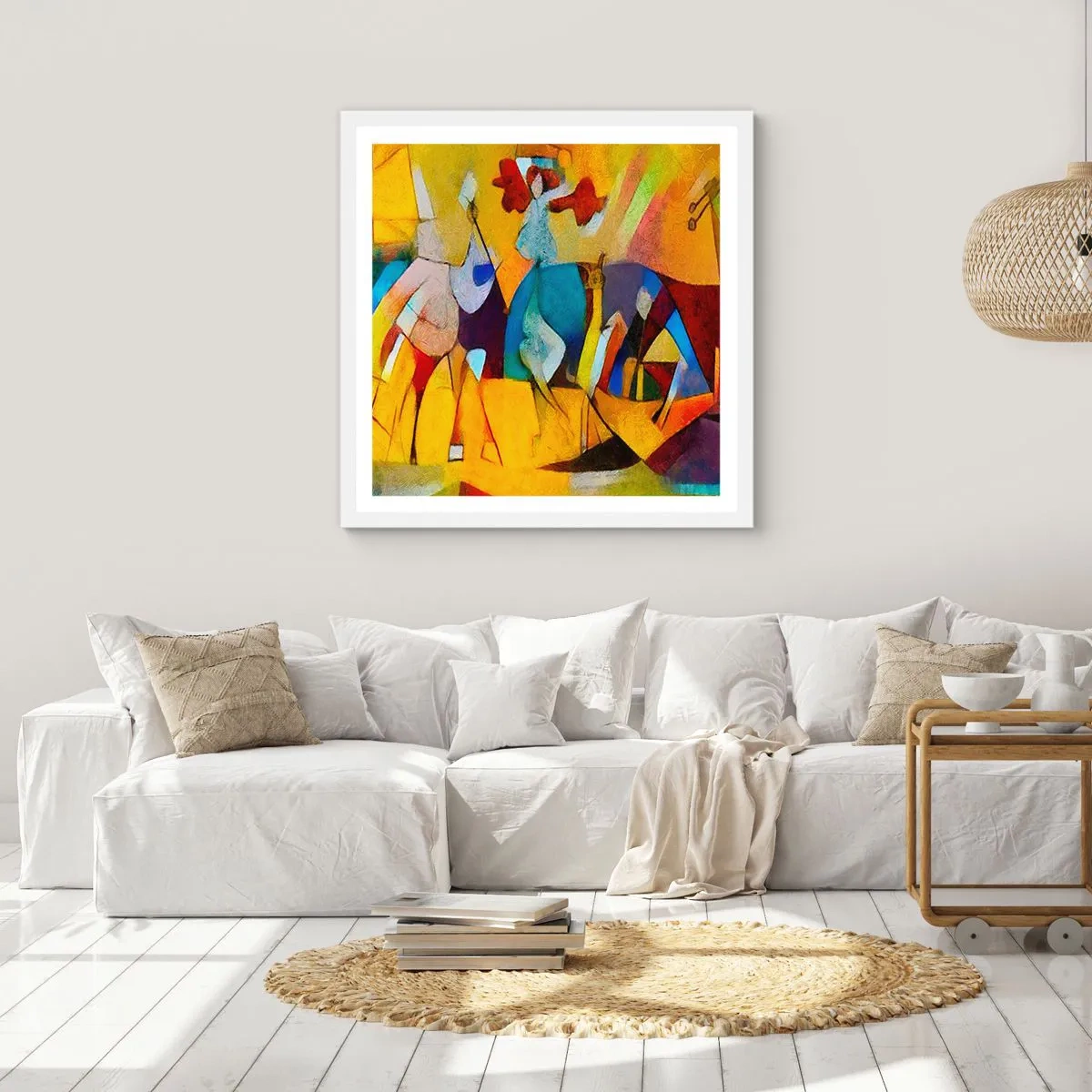Plakat w białej ramie - Słońce - życie - radość - 50x50 cm