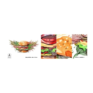 Fototapeta Próbka Samoprzylepna Deluxe Sticker - Gorąca pokusa - Gastronomia, Hamburger, Kulinaria - 100x30 cm