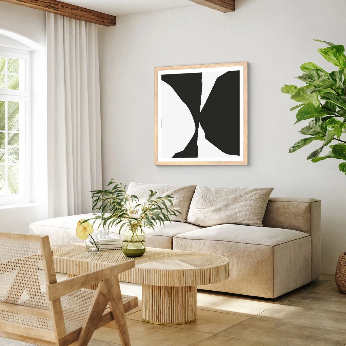 Plakat w ramie jasny dąb - Pozytyw -negatyw - 40x40 cm