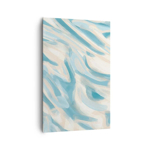 Obraz na płótnie - Abstrakcyjne błękitne smugi na jasnym tle - 80x120cm - Wiosenne powiewy - Nowoczesna dekoracja ścienna do salonu i sypialni ARTTOR