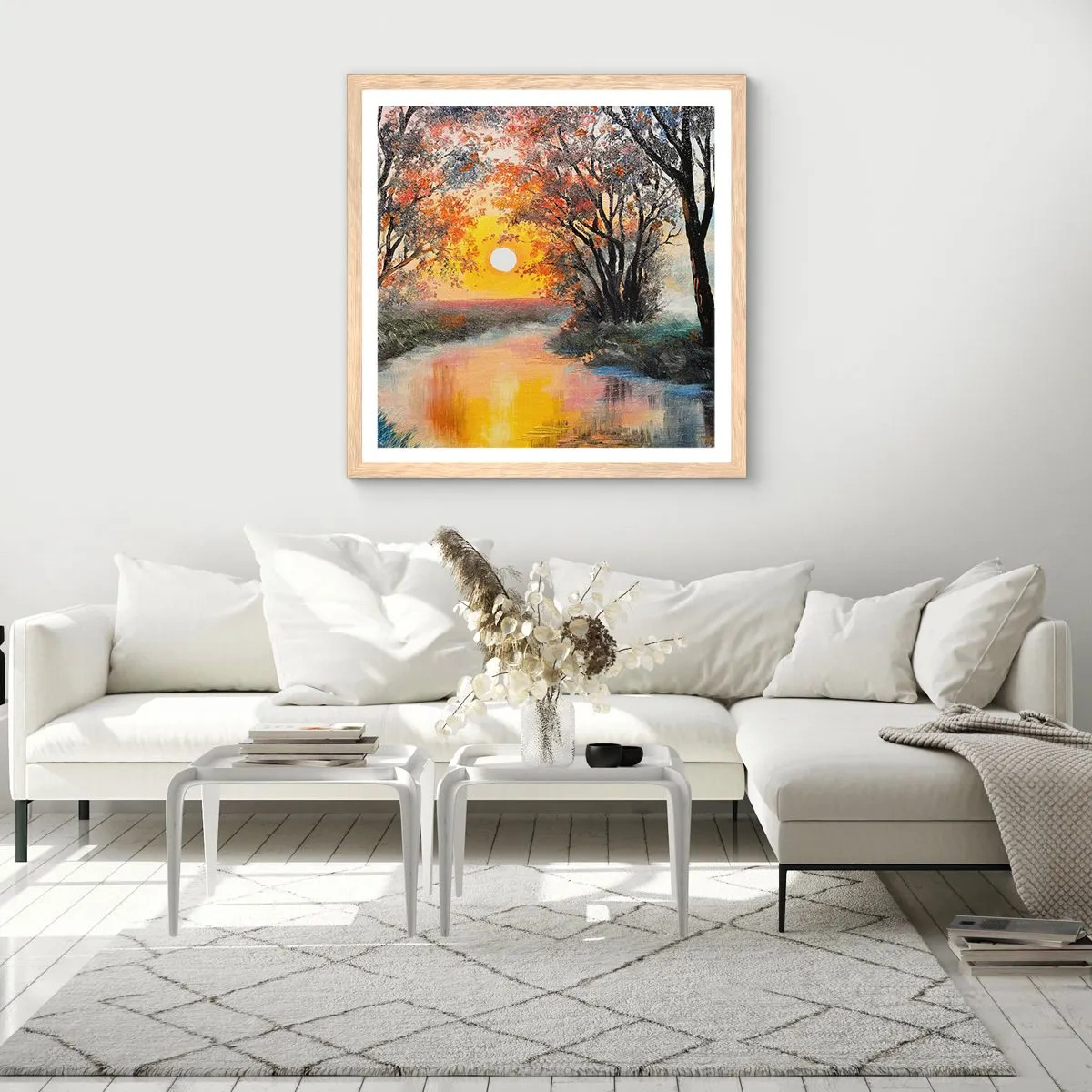 Plakat w ramie jasny dąb - Jesienne klimaty - 30x30 cm