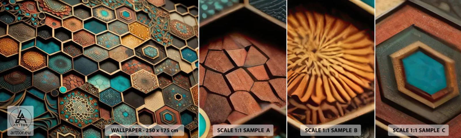 Fototapeta Próbka Standard Eco - Arabskie ornamenty – wariacja - Sześcian, Mozaika, Wzór - 100x30 cm
