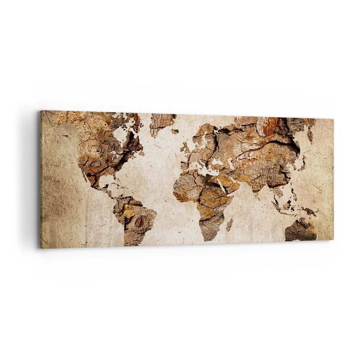 Obraz na płótnie - Mapa świata w drewnianym, rustykalnym stylu - 120x50cm - Odkrycie świata - Nowoczesna dekoracja ścienna do salonu i sypialni ARTTOR