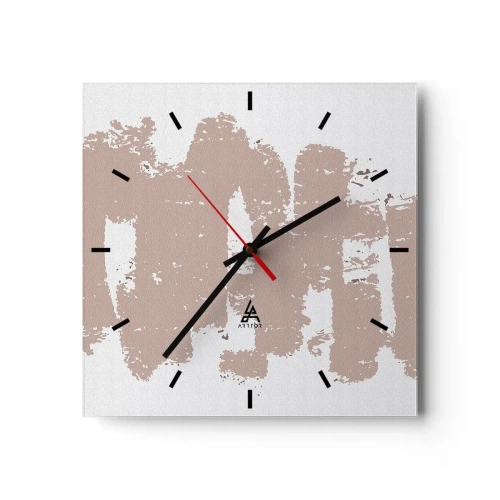 Zegar ścienny - Łagodne różowe kształty na jasnym tle - 30x30cm - Abstrakcja w łagodnym różu - Nowoczesna dekoracja ścienna do salonu i sypialni ARTTOR
