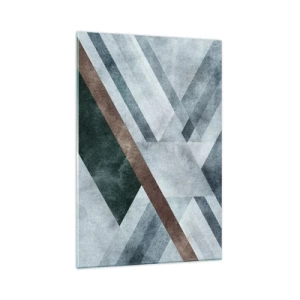 Obraz na szkle - Geometryczne formy w chłodnych odcieniach błękitu i brązu - 70x100cm - Wyszukana elegancja geometrii - Nowoczesna dekoracja ścienna do salonu i sypialni ARTTOR