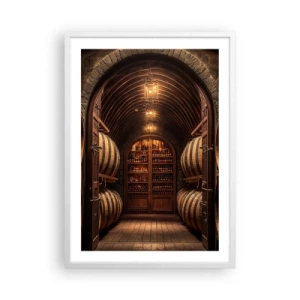 Plakat w białej ramie - Klimatyczna piwnica - 50x70 cm