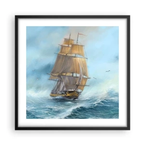 Plakat w czarnej ramie - Mknący po falach - 50x50 cm