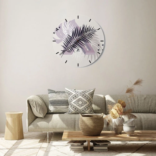 Zegar ścienny - Nowoczesna grafika z liśćmi palmowymi - 30x30cm - Cień cienia - Nowoczesna dekoracja ścienna do salonu, kuchni i sypialni ARTTOR