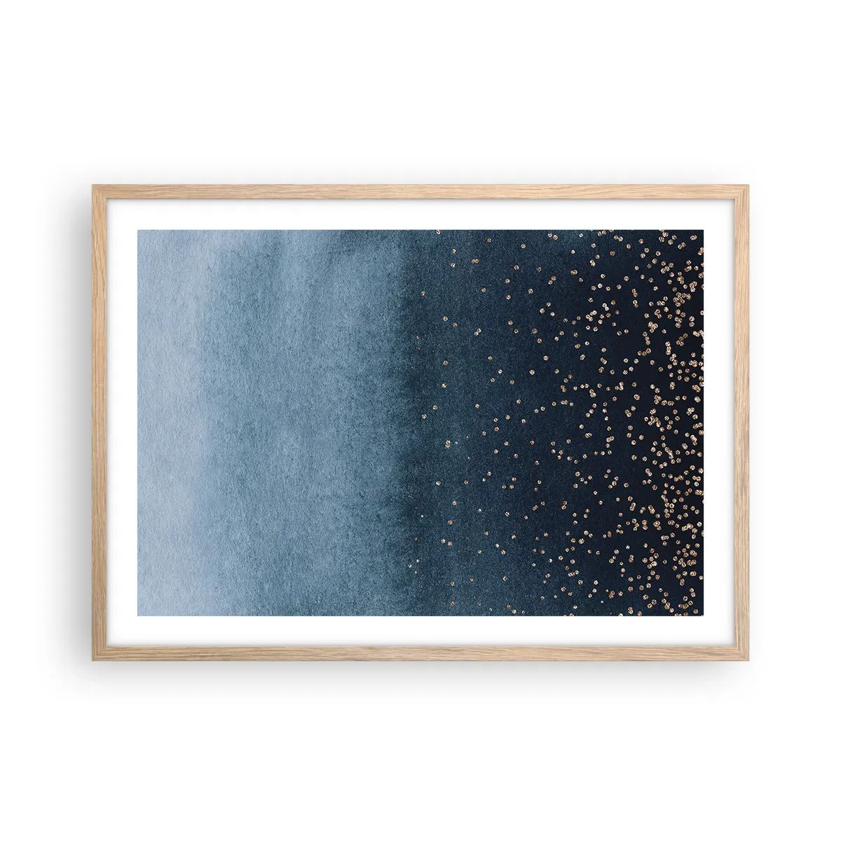 Plakat w ramie jasny dąb - Kompozycja – niebieskie fazy - 70x50 cm