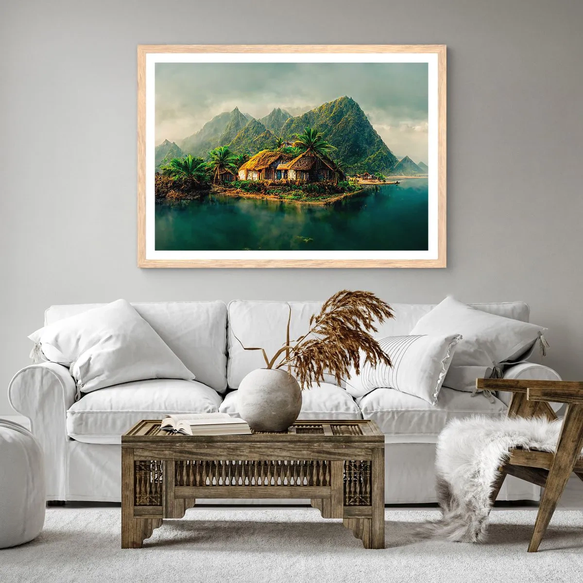 Plakat w ramie jasny dąb - Tropikalny raj - 50x40 cm