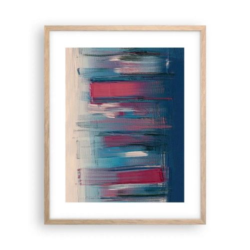 Plakat w ramie jasny dąb - Kompozycja wertykalna w błękicie i czerwieni - 40x50 cm