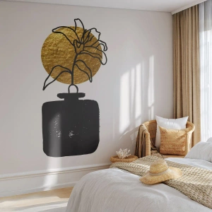 Fototapeta Samoprzylepna Deluxe Sticker - Piękno na wagę złota - Wazon, Kwiaty, Minimalizm - 200x140 cm