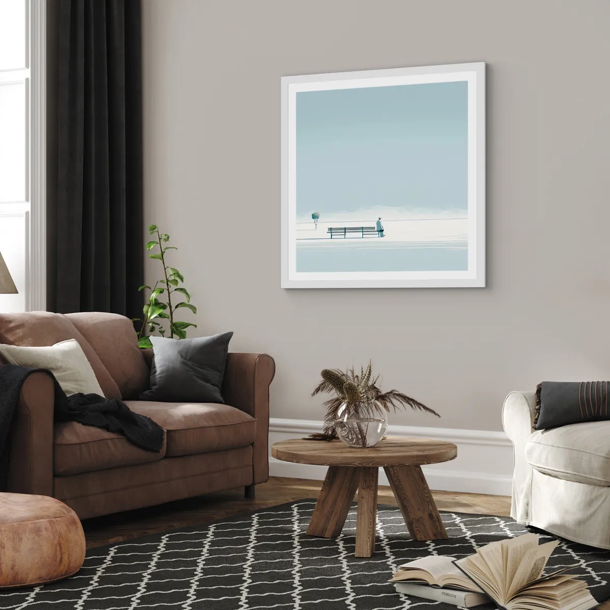 Plakat w białej ramie - Tak, czekam. - 50x50 cm