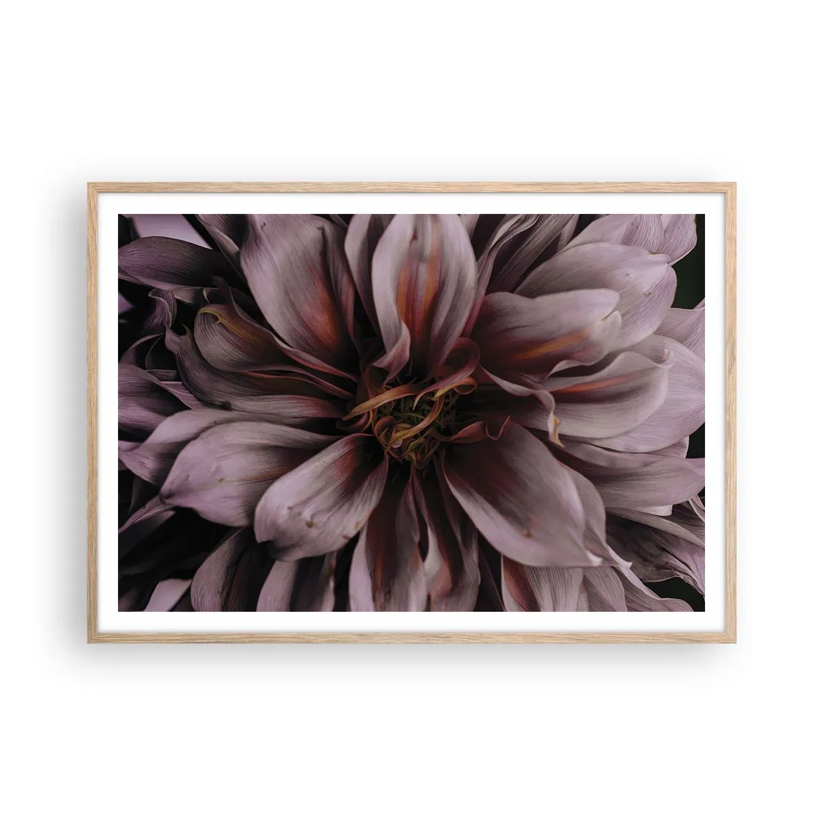 Plakat w ramie jasny dąb - Kwietne serce - 100x70 cm