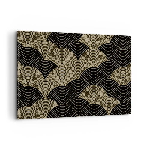 Obraz na płótnie - Wzór w stylu art deco z półokręgami i złotymi liniami - 100x70cm - Jedność w wielości - Nowoczesna dekoracja ścienna do salonu, kuchni i sypialni ARTTOR