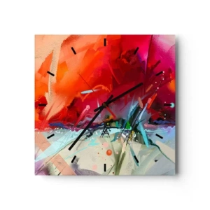 Zegar ścienny - Abstrakcyjny krajobraz w intensywnych barwach - 30x30cm - Eksplozja świateł i barw - Nowoczesna dekoracja ścienna do salonu i sypialni ARTTOR