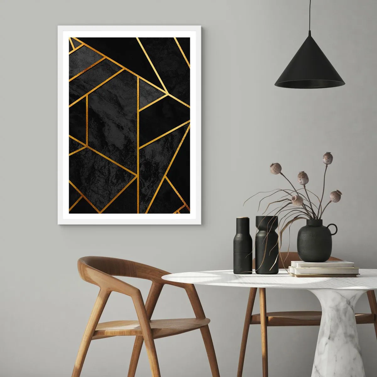 Plakat w białej ramie - Mrok i blask - 50x70 cm