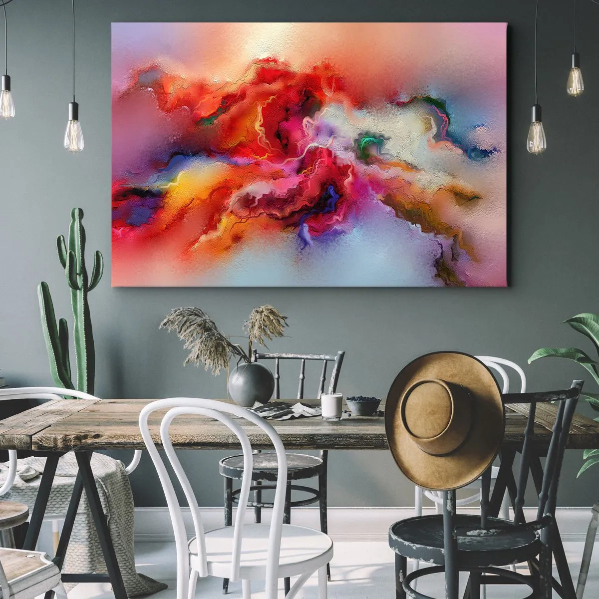 Obraz na płótnie - Kolorowa abstrakcja o dynamicznej kompozycji - 120x80cm - Jak pochwycić marzenia - dym - Nowoczesna dekoracja ścienna do salonu, kuchni i sypialni ARTTOR