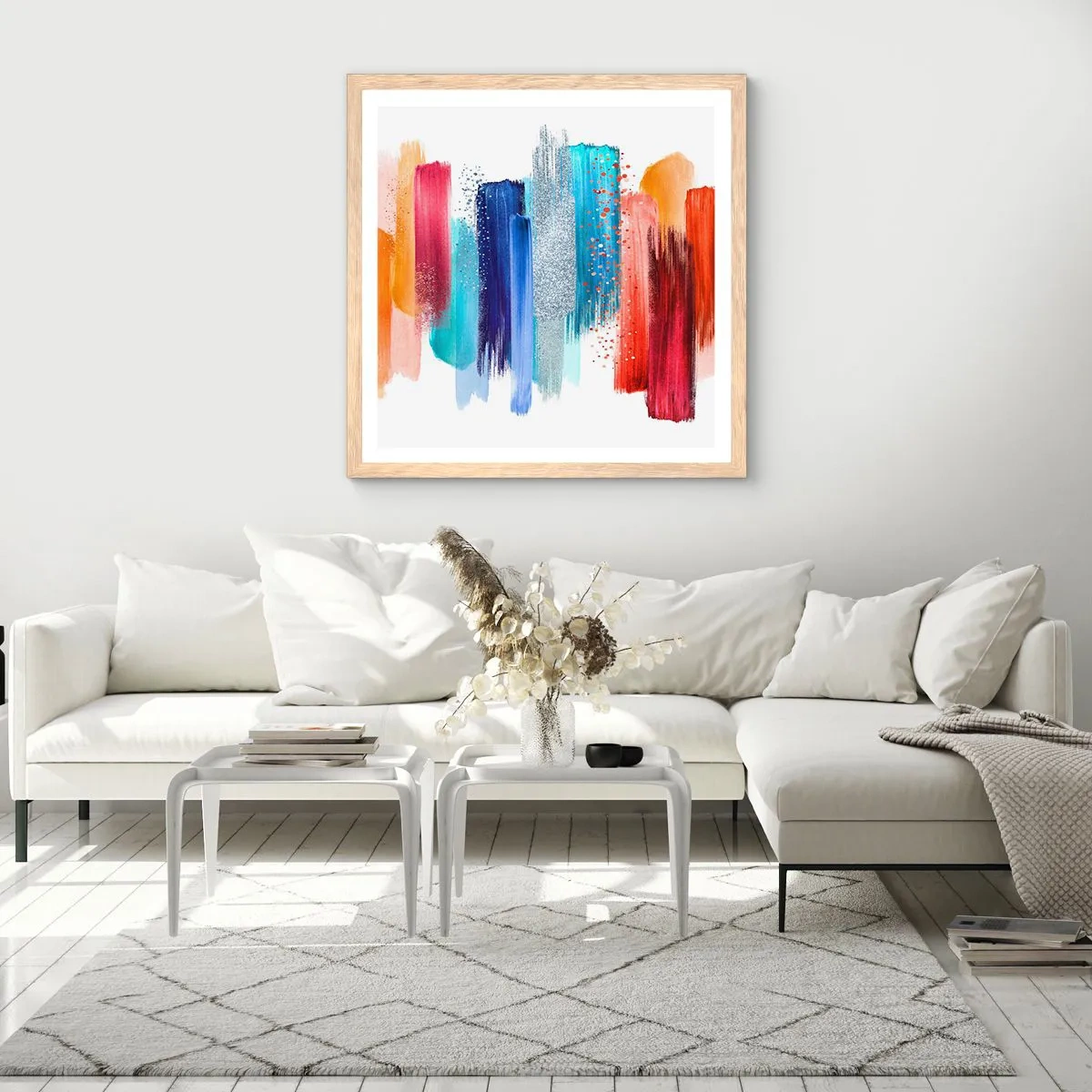 Plakat w ramie jasny dąb - W górę i w dół  - 40x40 cm