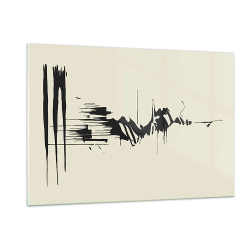 Obraz na szkle - Czarne dynamiczne linie i plamy na jasnym tle w abstrakcyjnym stylu - 120x80cm - Abstrakcja pośpieszna - Nowoczesna dekoracja ścienna do salonu, kuchni i sypialni ARTTOR