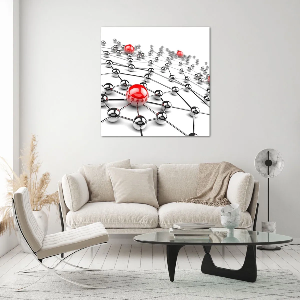 Obraz na szkle - Srebrzysta sieć - 70x70 cm