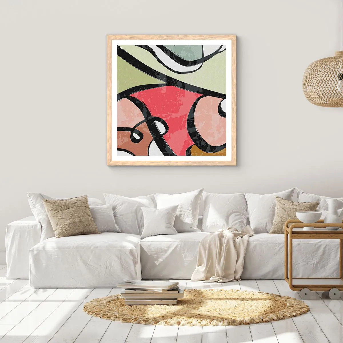 Plakat w ramie jasny dąb - Piruety wśród barw - 40x40 cm