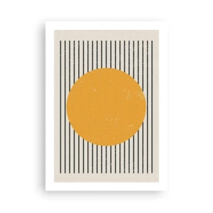 Plakat - Geometryczna kompozycja z pomarańczowym kołem i liniami - 50x70cm - Siła prostoty - Nowoczesna dekoracja ścienna do salonu, kuchni i sypialni ARTTOR