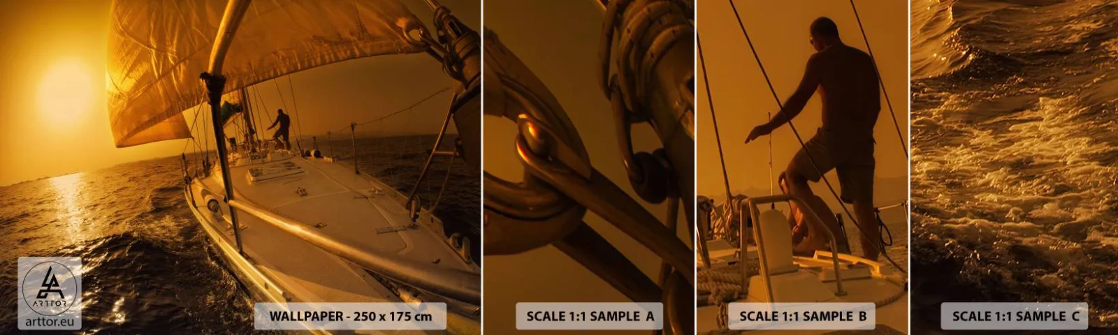 Fototapeta Próbka Standard Eco - Złoty wieczór po wielobarwnym dniu - Marynistyka, Żaglówka, Podróże - 100x30 cm