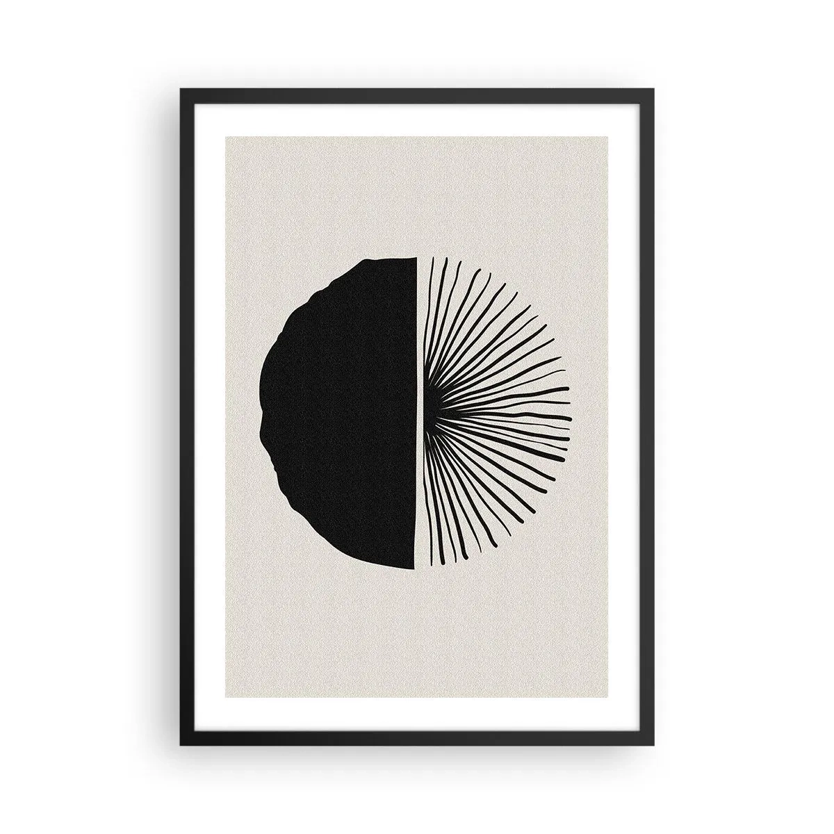 Plakat w czarnej ramie - Minimalistyczna czarno-biała abstrakcja - 50x70cm - Wachlarz możliwości - Nowoczesna dekoracja ścienna do salonu i sypialni ARTTOR