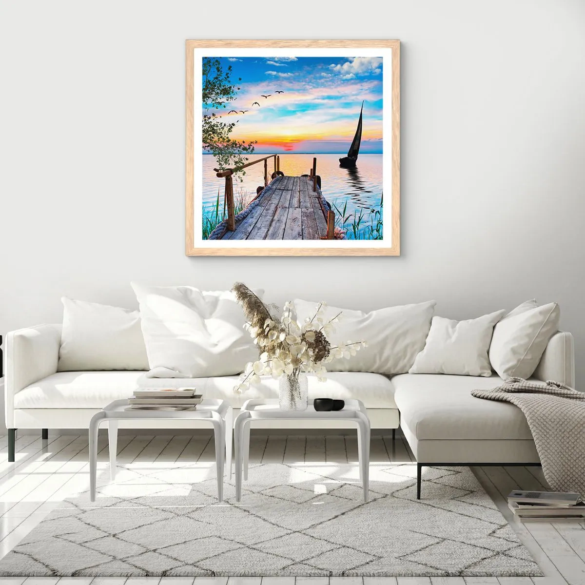 Plakat w ramie jasny dąb - Dobry wieczór - 30x30 cm