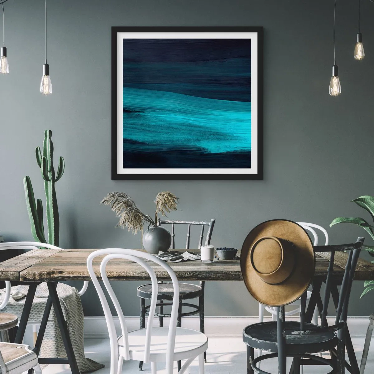 Plakat w czarnej ramie - Popłyń z nurtem - 50x50 cm