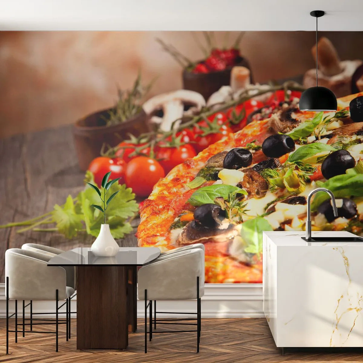 Fototapeta Samoprzylepna Deluxe Sticker - Z tellurycznych ingrediencji - Gastronomia, Pizza, Włochy - 250x175 cm