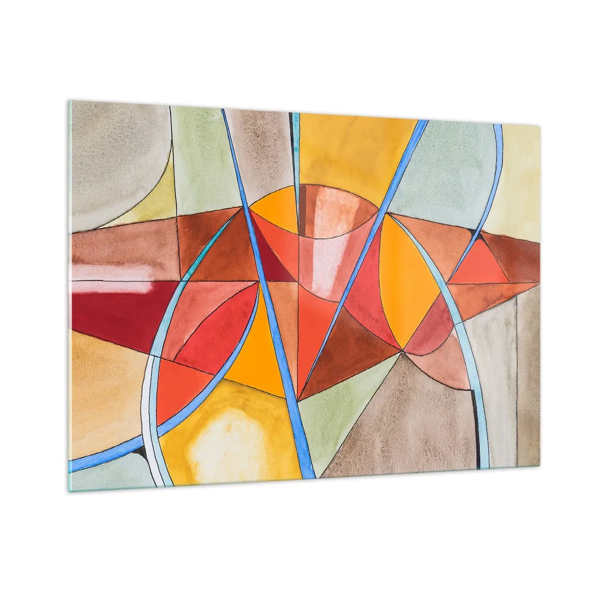 Obraz na szkle - Kolorowa abstrakcja z geometrycznymi kształtami - 100x70cm - Karuzela, karuzela marzeń - Nowoczesna dekoracja ścienna do salonu, kuchni i sypialni ARTTOR