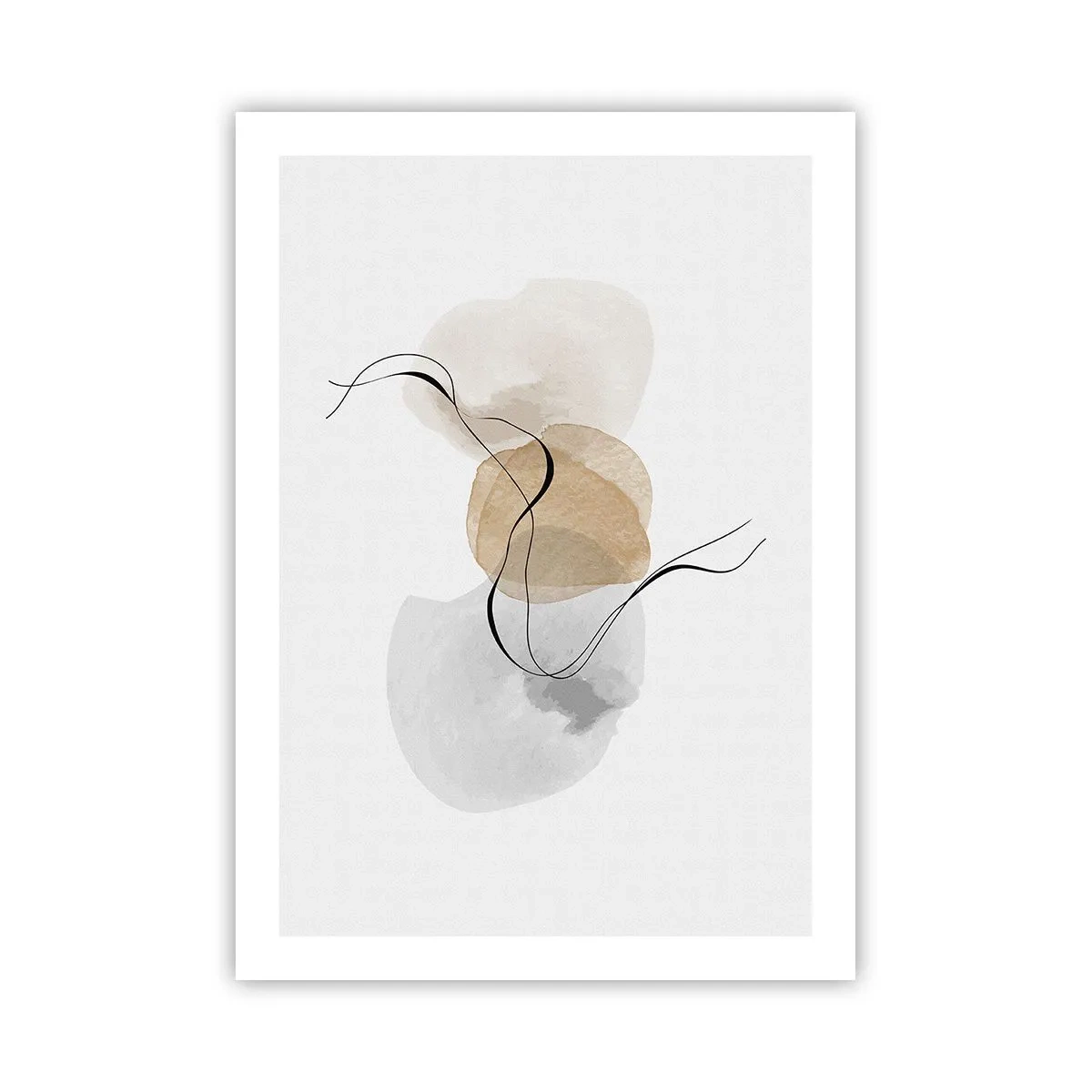 Plakat - Abstrakcyjna kompozycja w neutralnych barwach z delikatnymi liniami - 50x70cm - Powietrzne paciorki - Nowoczesna dekoracja ścienna do salonu, kuchni i sypialni ARTTOR