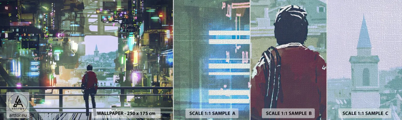 Fototapeta Próbka Premium Canvas - Dwa światy - Miasto, Architektura, Abstrakcja - 100x30 cm