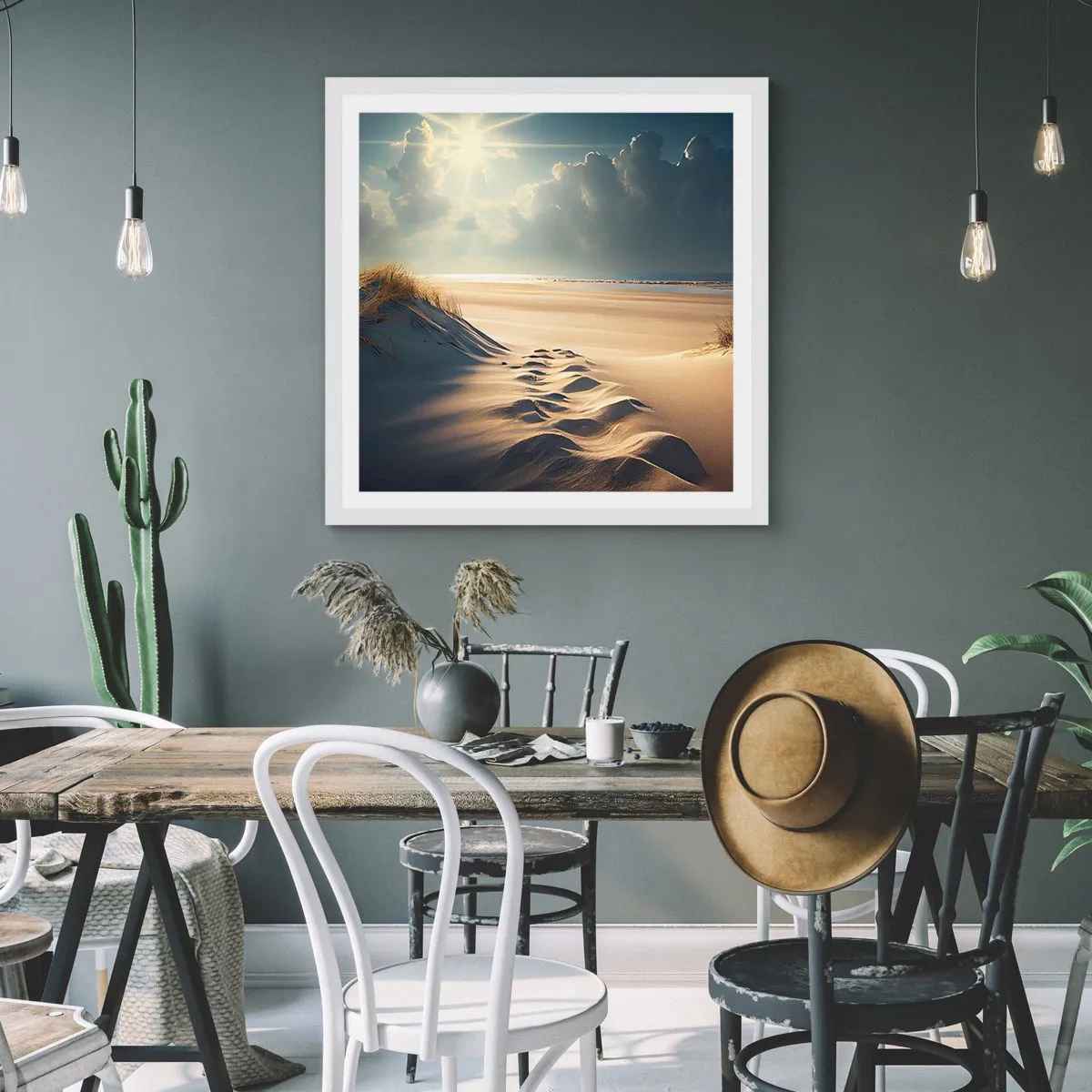 Plakat w białej ramie - Kojący pejzaż - 40x40 cm