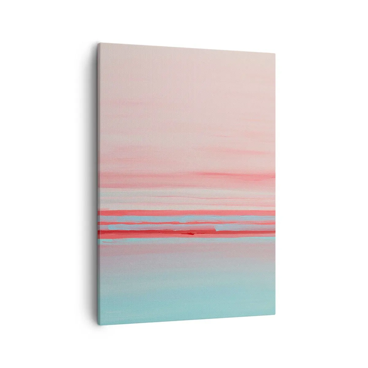 Obraz na płótnie - Minimalistyczna abstrakcja w pastelowych odcieniach różu i błękitu - 50x70cm - Abstrakcja o świcie - Nowoczesna dekoracja ścienna do salonu, kuchni i sypialni ARTTOR