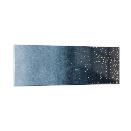 Obraz na szkle - Kompozycja – niebieskie fazy - 90x30 cm