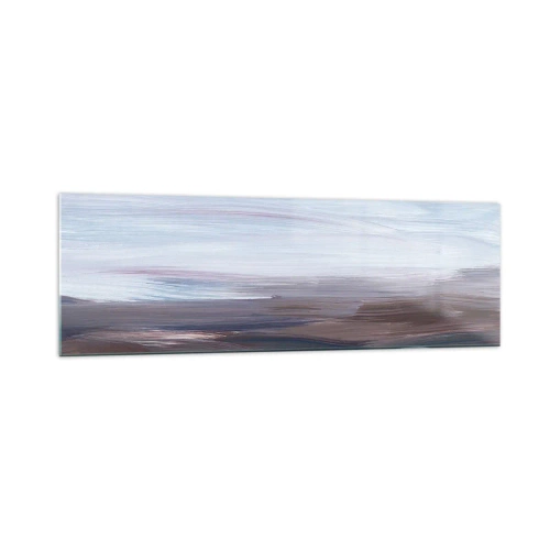 Obraz na szkle - Subtelna abstrakcja z delikatnymi pociągnięciami w pastelowych tonach - 160x50cm - Żywioły: woda - Nowoczesna dekoracja ścienna do salonu i sypialni ARTTOR