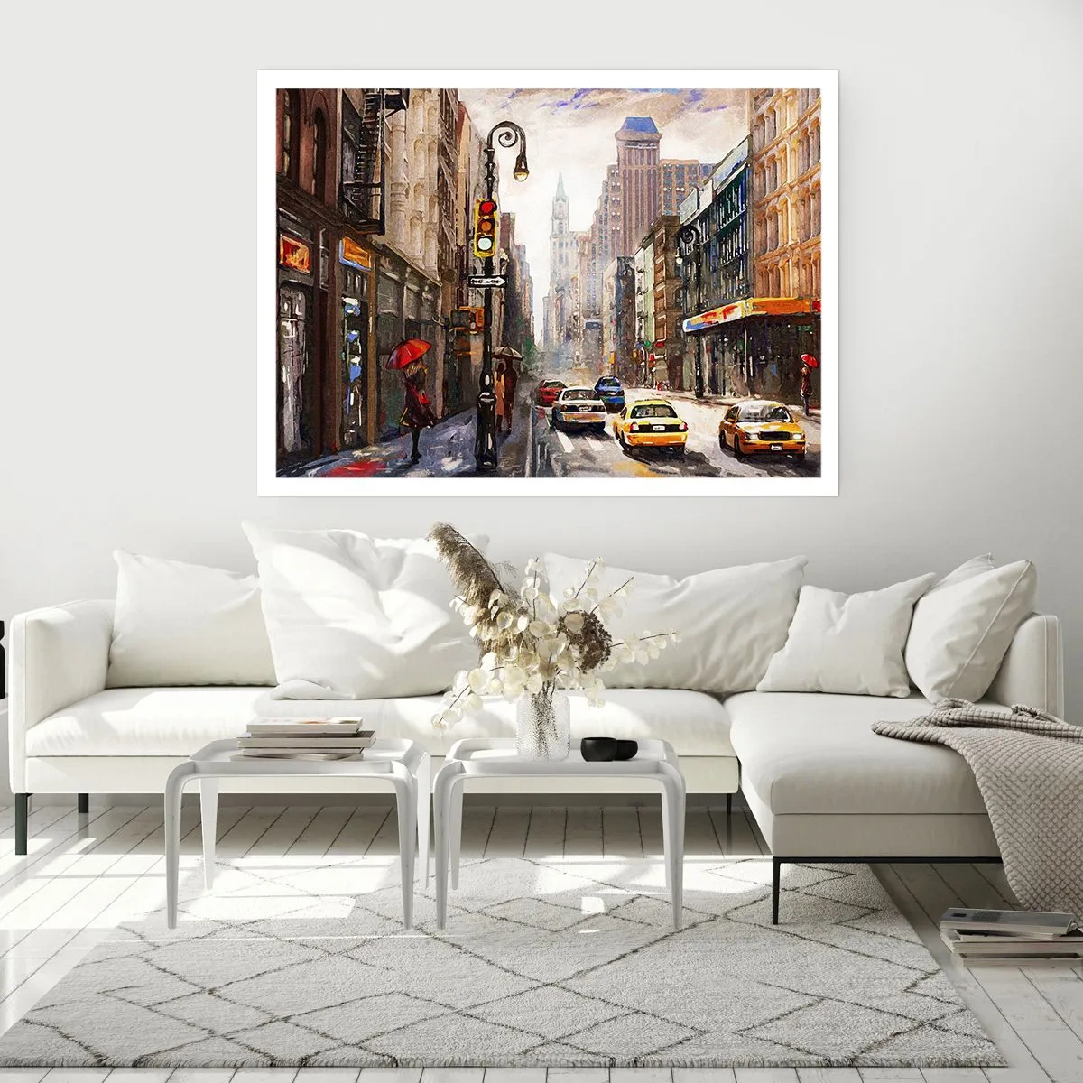 Plakat - Nowy Jork – w deszczu tez kolorowy - 50x40 cm