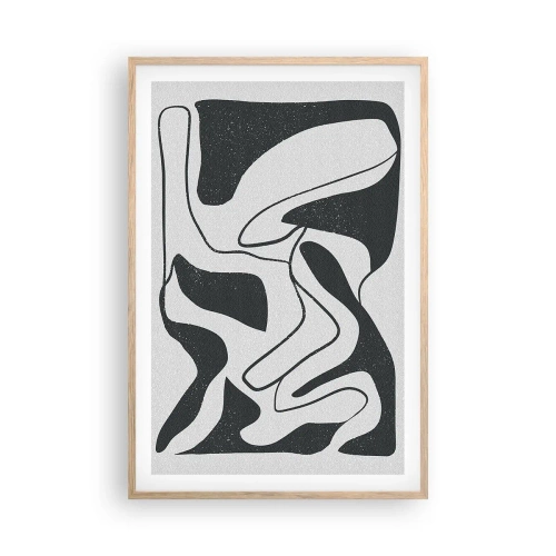 Plakat w ramie jasny dąb - Abstrakcyjna zabawa w labiryncie - 61x91 cm