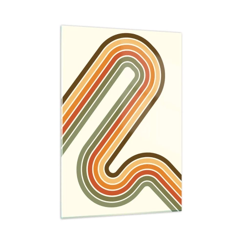 Obraz na szkle - Geometryczna abstrakcja w stylu retro z falistymi liniami - 50x70cm - Zygzakiem do celu - Nowoczesna dekoracja ścienna do salonu, kuchni i sypialni ARTTOR